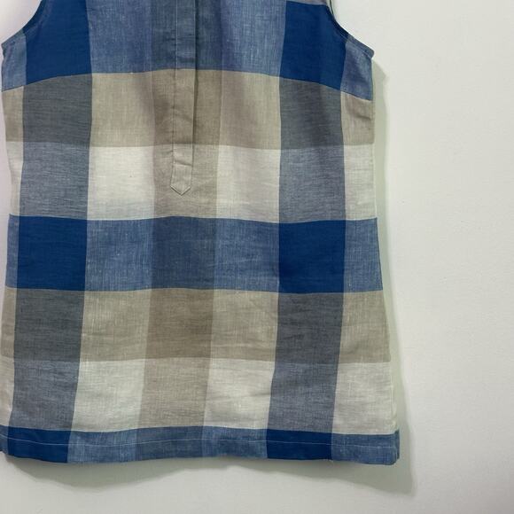 Chadwicks Of Boston Tunic Top L Linen Blend Sleeveless Half Button Plaid Summer - Picture 2 of 10